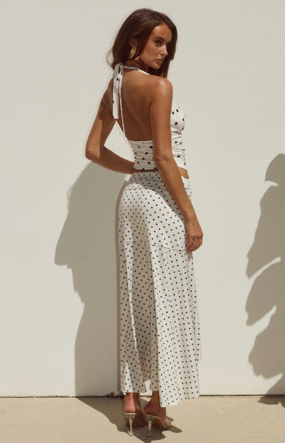 Melody Halter Cowl Top - Cream/Black Polka - Runaway the Label