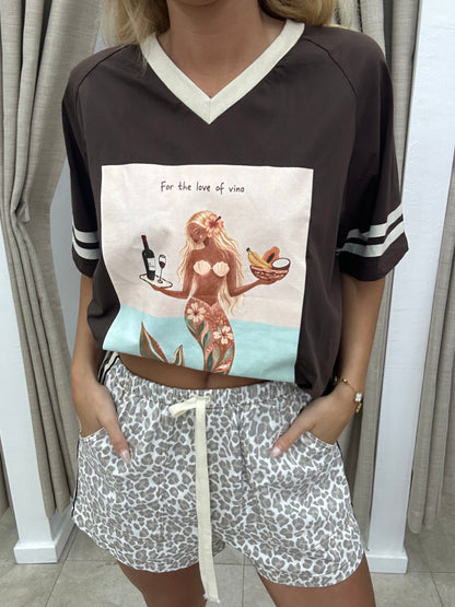 By Frankie Leopard Choc Stripe Short