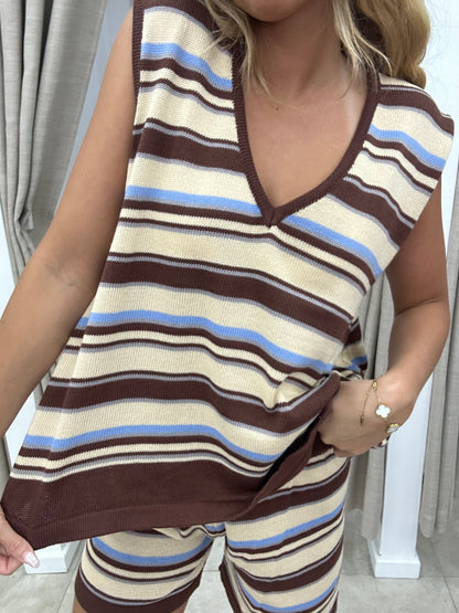 By Frankie Blue/Choc Knit Set - V-Neck