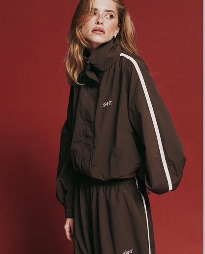 Fight Night Zip Windbreaker Brown/Cream - SSAINT