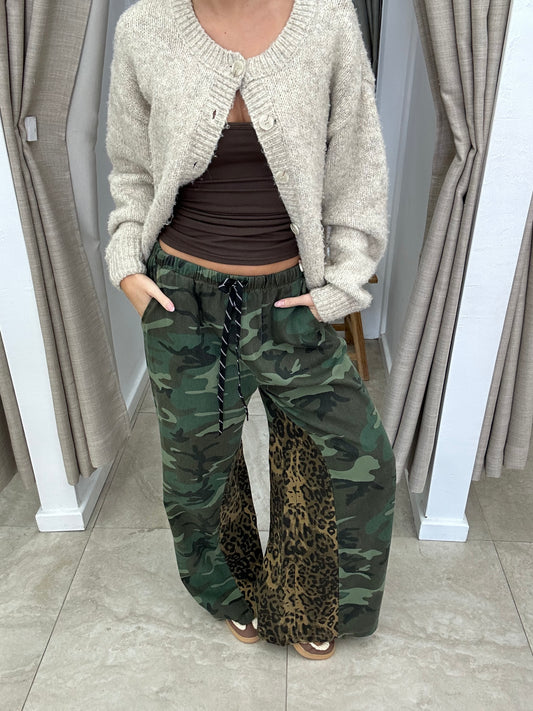 Dark Camo & Leopard Print Lining Pant - By Frankie