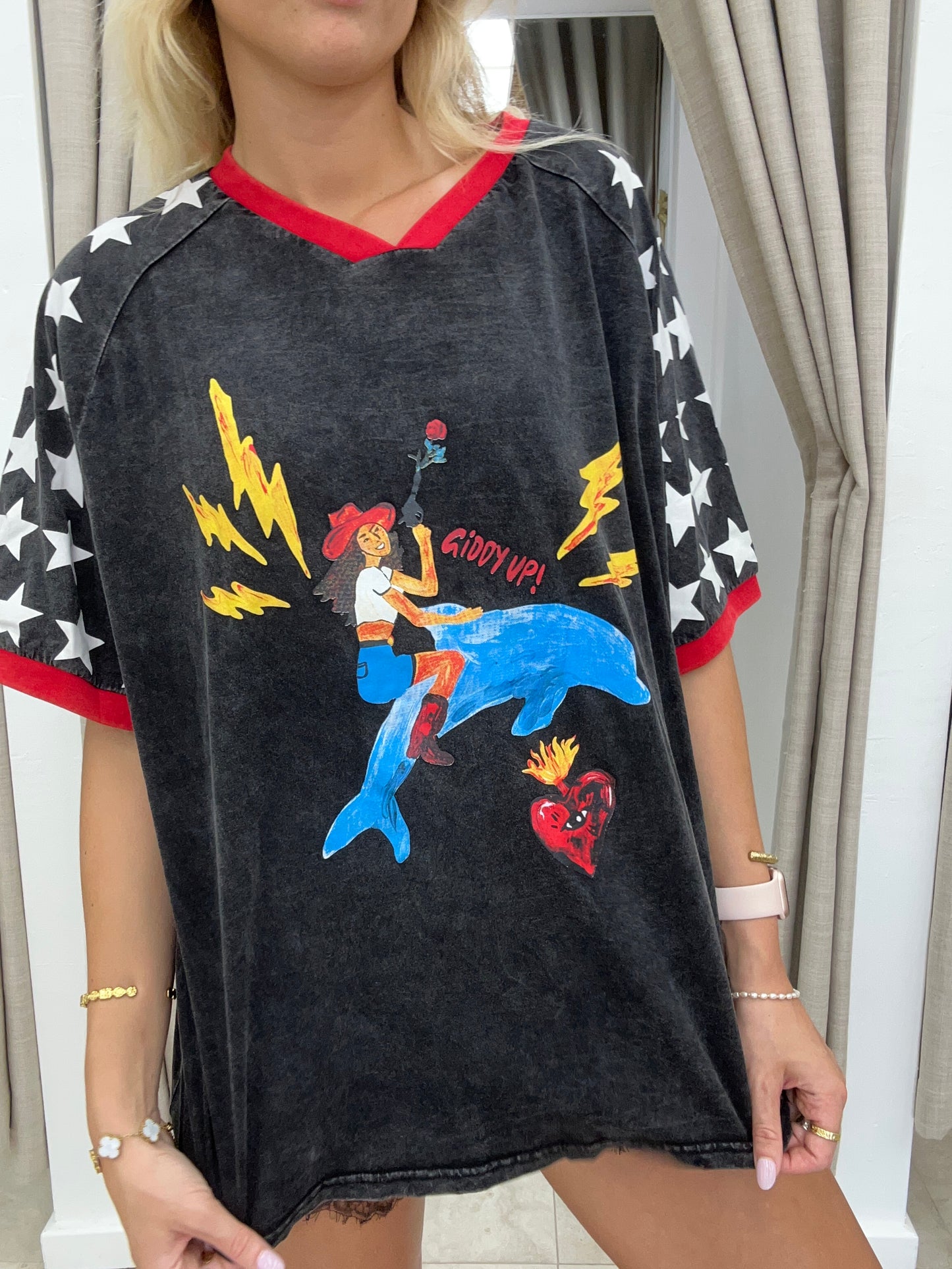 Black/Red Giddy Up Tee - By Frankie