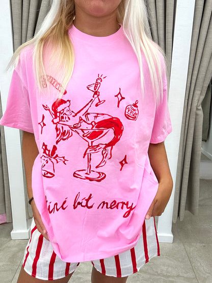 Pink Tini Bit Merry Set Cotton - Top By Frankie