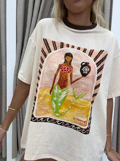 Beige Mermaid Vase Tee - By Frankie Cotton