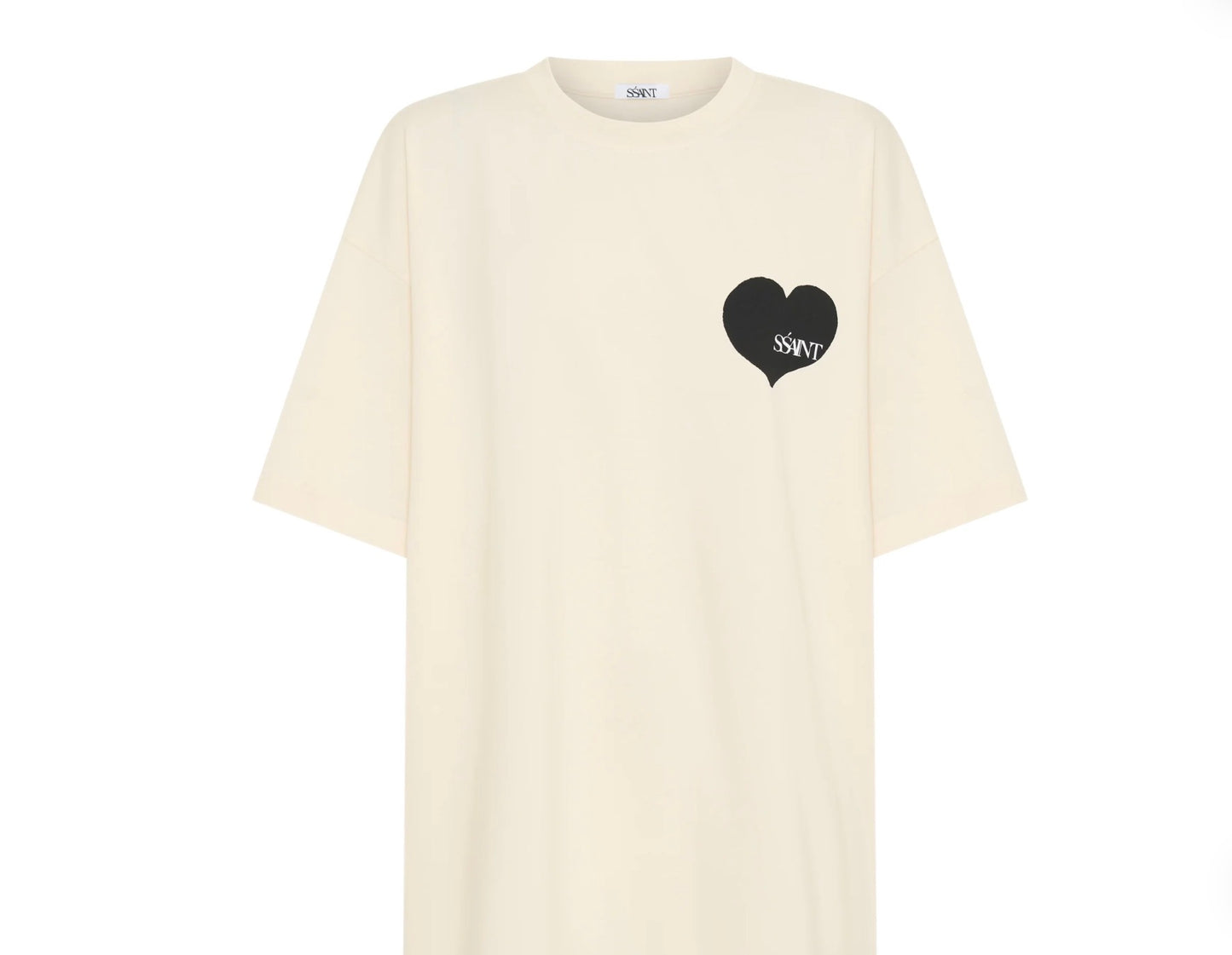 Cream & Black Heart Tee OS - SSAINT
