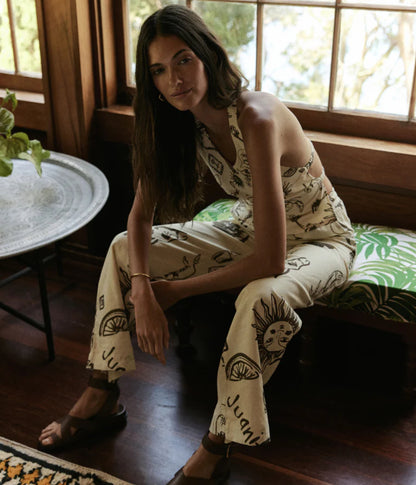 Nacida Pants Juanita Print Cream - Juan & Me