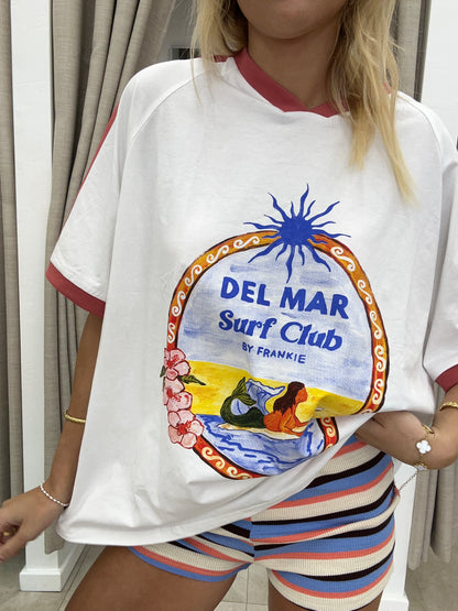 White/Rust Del Mar Surf Club Tee - By Frankie Cotton