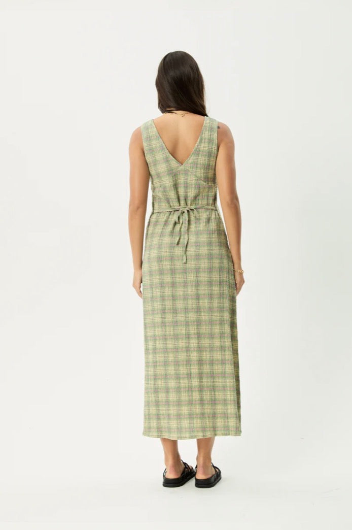 Position - Seersucker Maxi Dress - Green Check