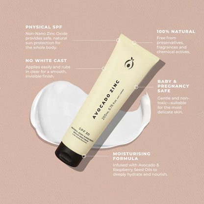 SPF 30 Natural Body Sunscreen - Avocado Zinc