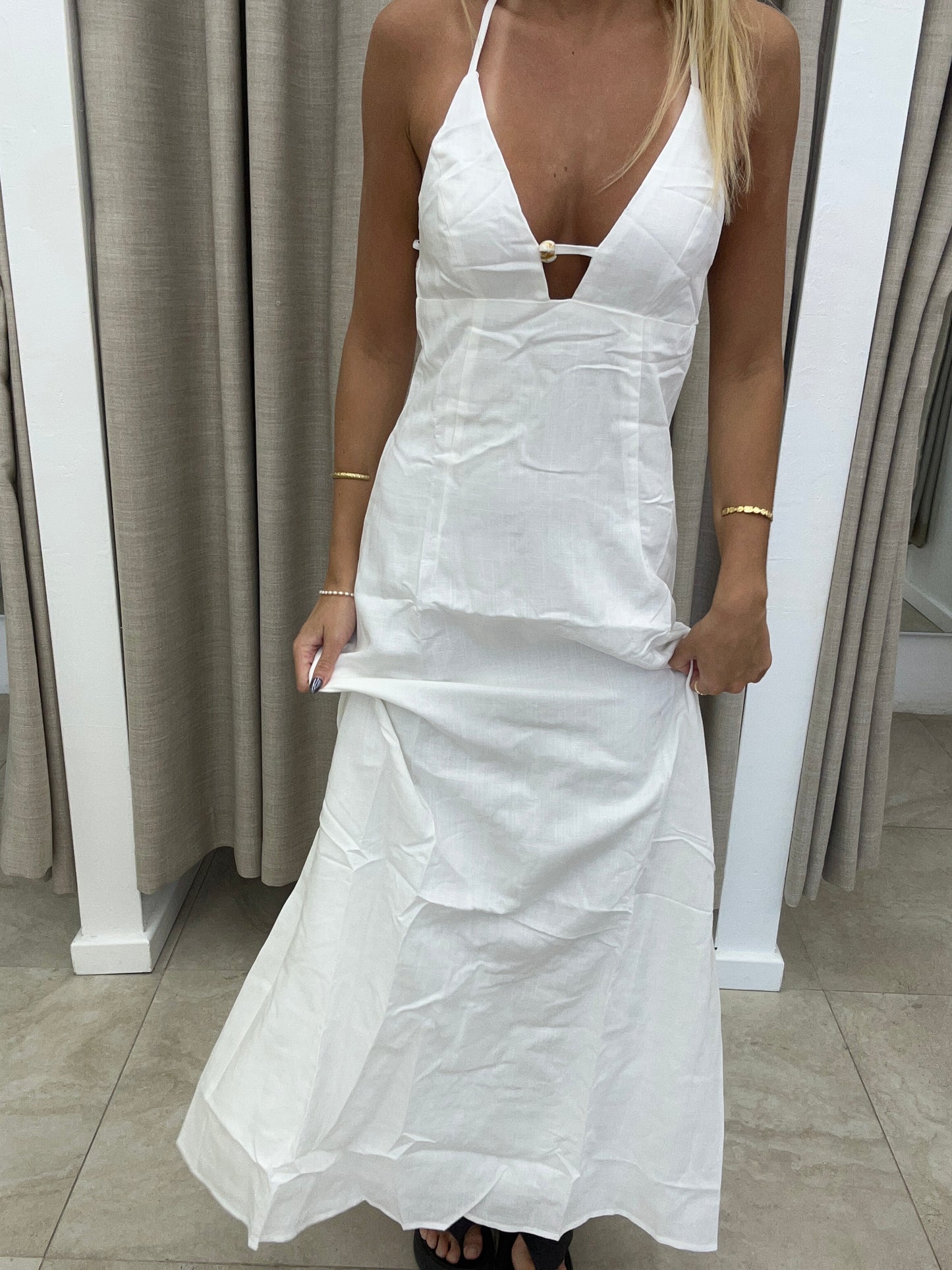 White Beaded Maxi Dress