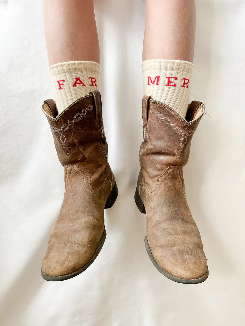 FARMER BEIGE BOOT SOCKS