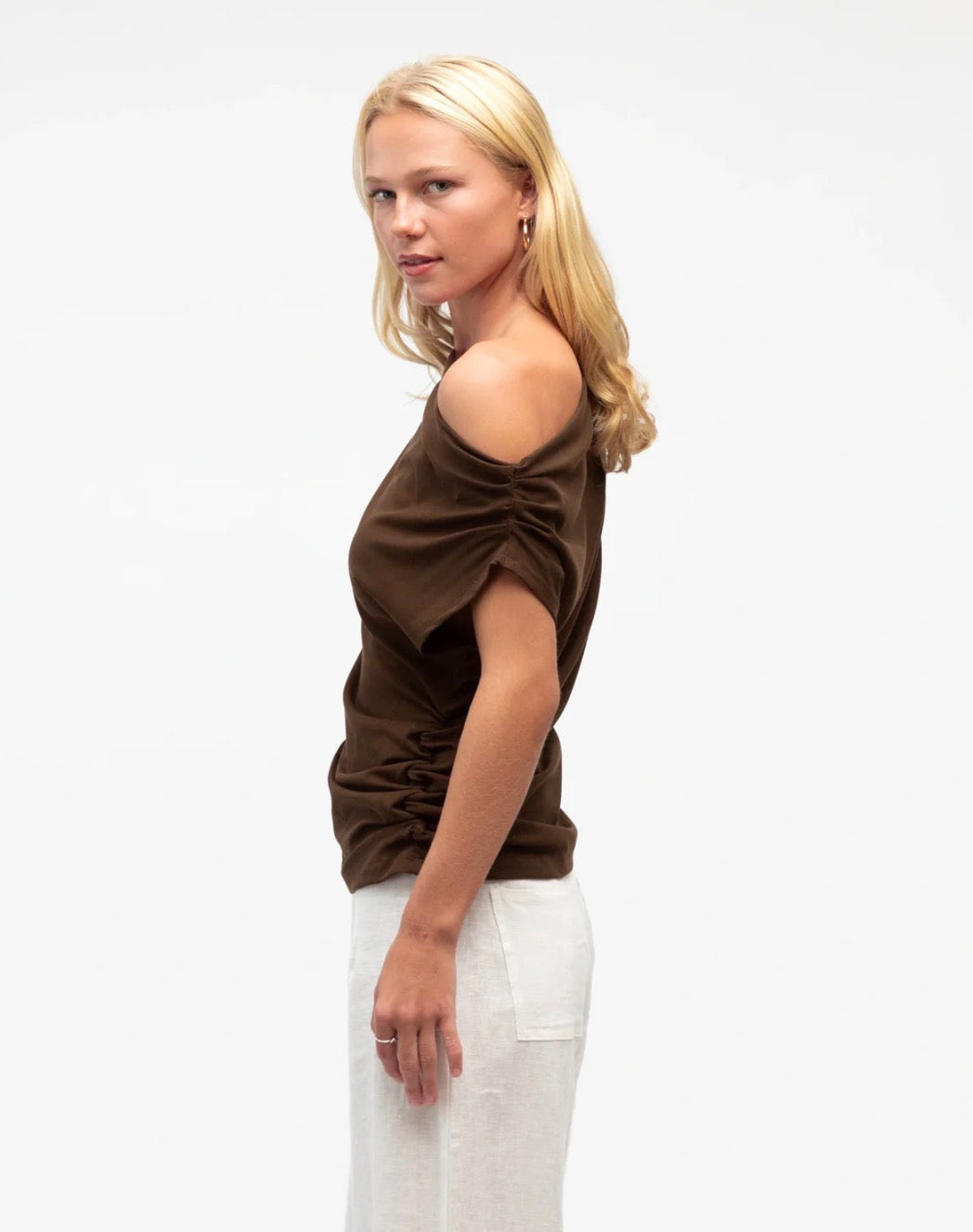 Choc One Shoulder Top - White Closet