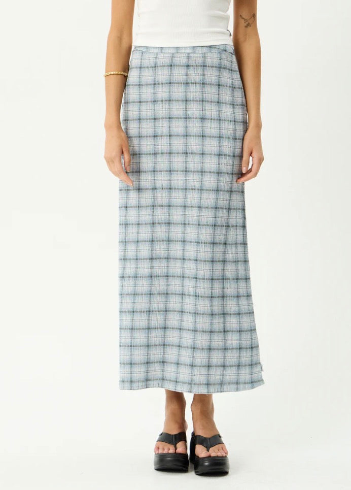 Lagoon - Seersucker Maxi Skirt - Overcast Check