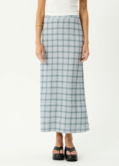Lagoon - Seersucker Maxi Skirt - Overcast Check
