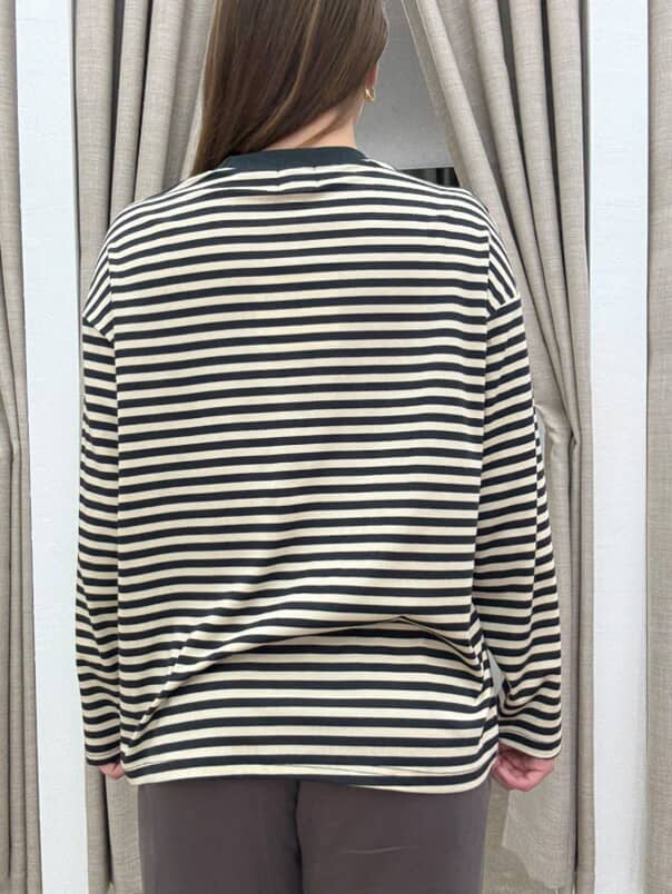 Viral Stripe Long Sleeve Shirt By Frankie Black & Beige