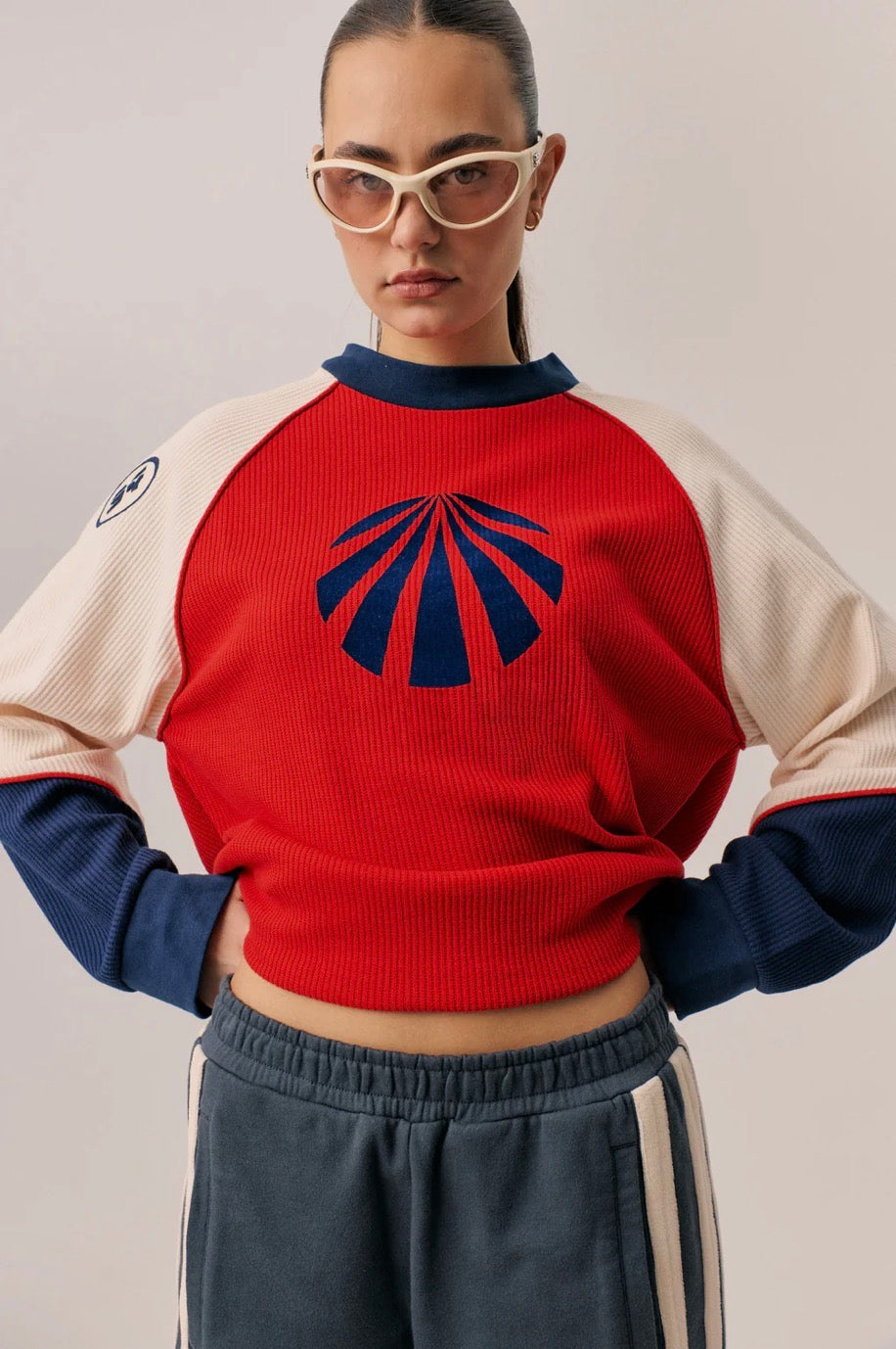 Races Waffle Sweatshirt Poppy Red - Araminta James