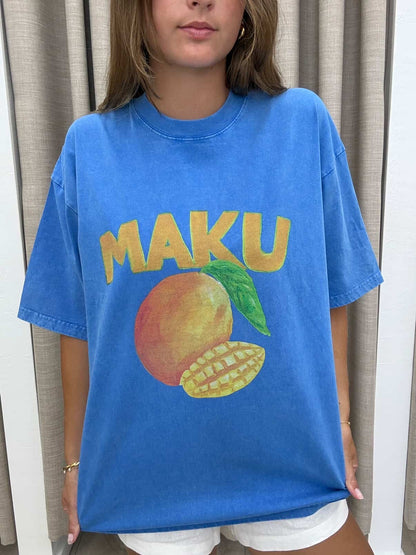 Mango Oversize Tee Blue Snow - Maku The Label