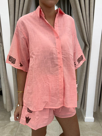 Peach/Brown Side Print Set - By Frankie