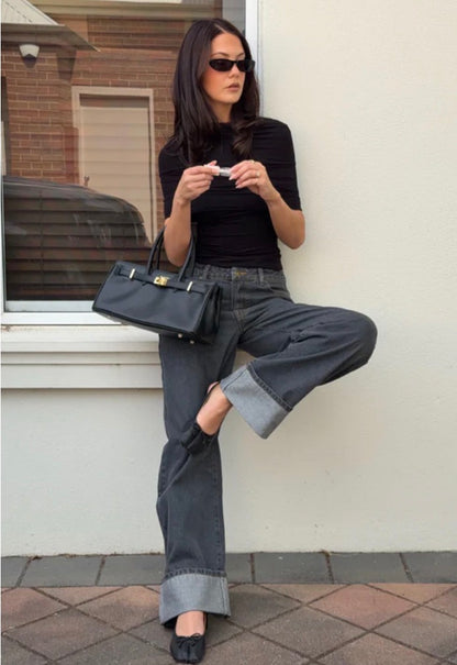 Top Model Cuffed Jean Charcoal - Lioness