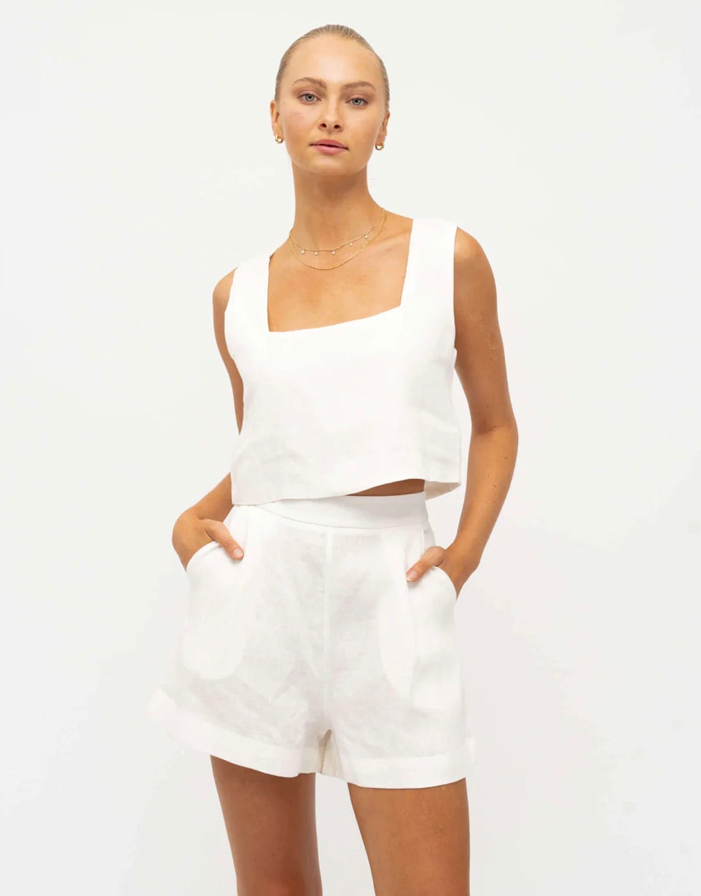 White Linen Co-Ord Short - White Closet