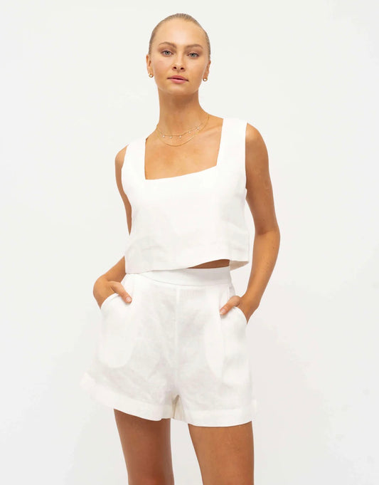 White Linen Co-Ord Short - White Closet