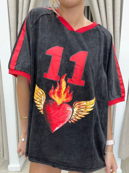 Black 11 Burning Heart Tee - By Frankie