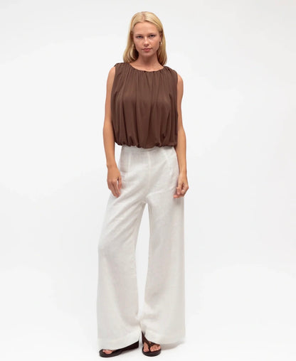 Choc Bubble Hem Top - White Closet