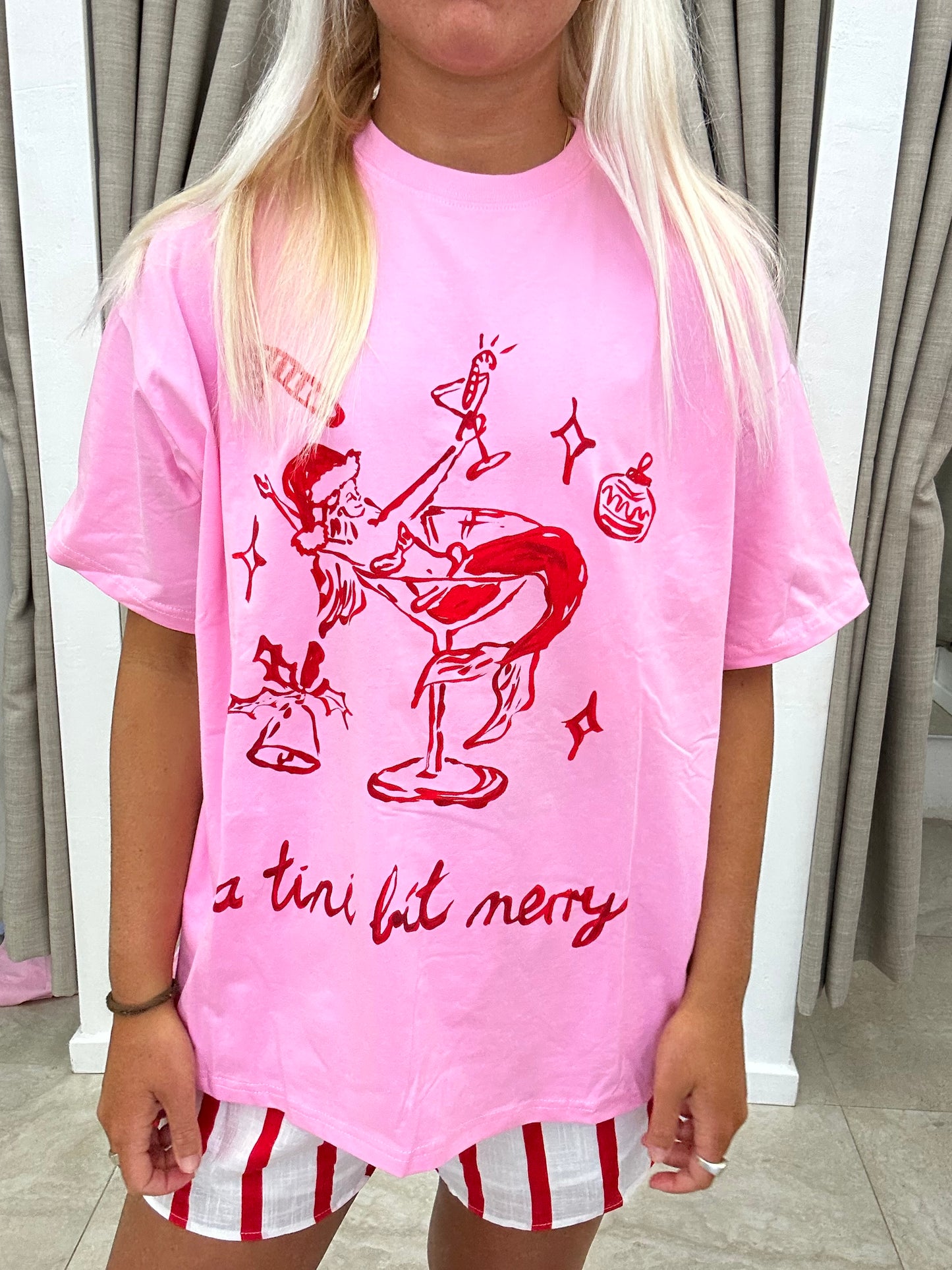 Pink Tini Bit Merry Set Cotton - Top By Frankie