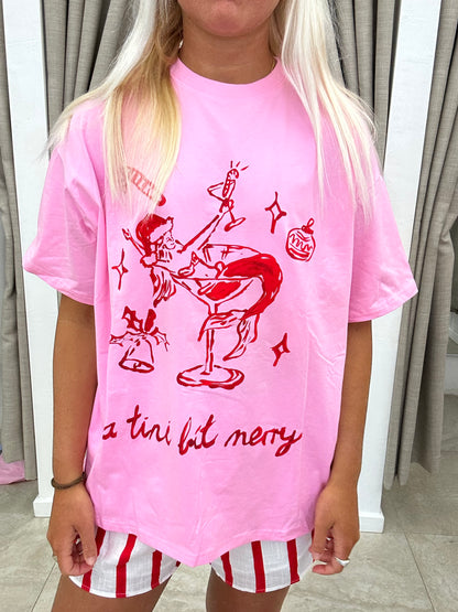 Pink Tini Bit Merry Set Cotton - Top By Frankie