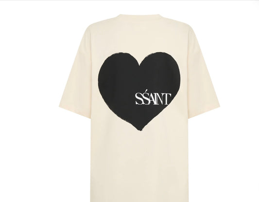 Cream & Black Heart Tee OS - SSAINT