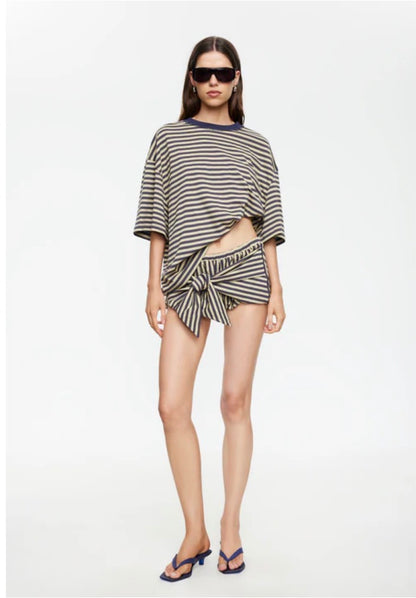 Bloom Short Sleeve Beige Stripe - Lioness