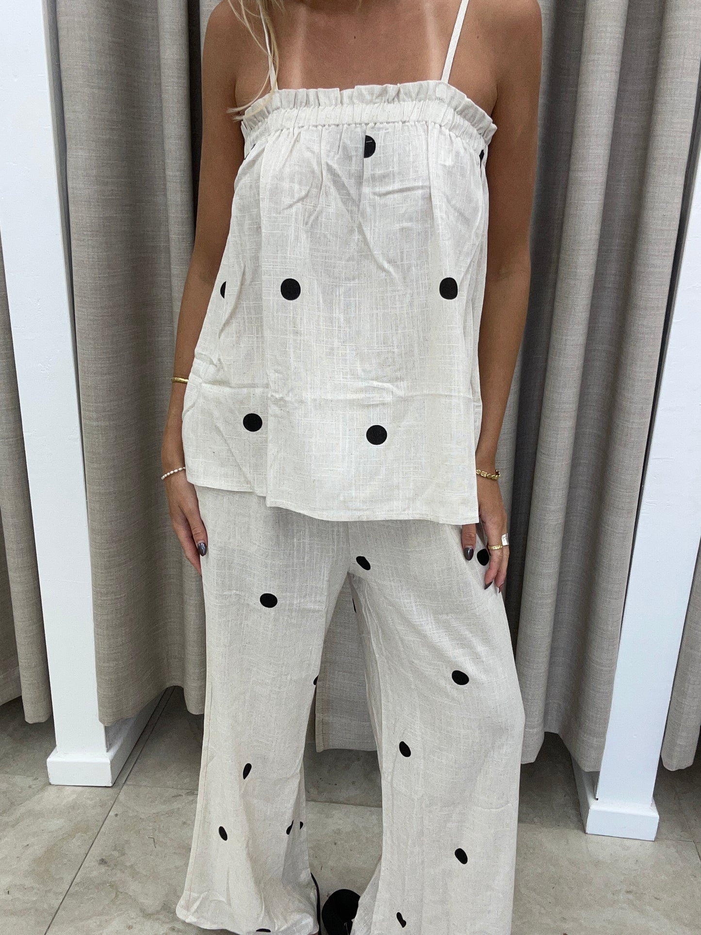 Oatmeal Polka Dot Set Cotton - Top By Frankie