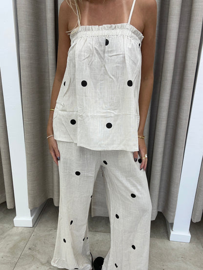 Oatmeal Polka Dot Set Cotton - Top By Frankie