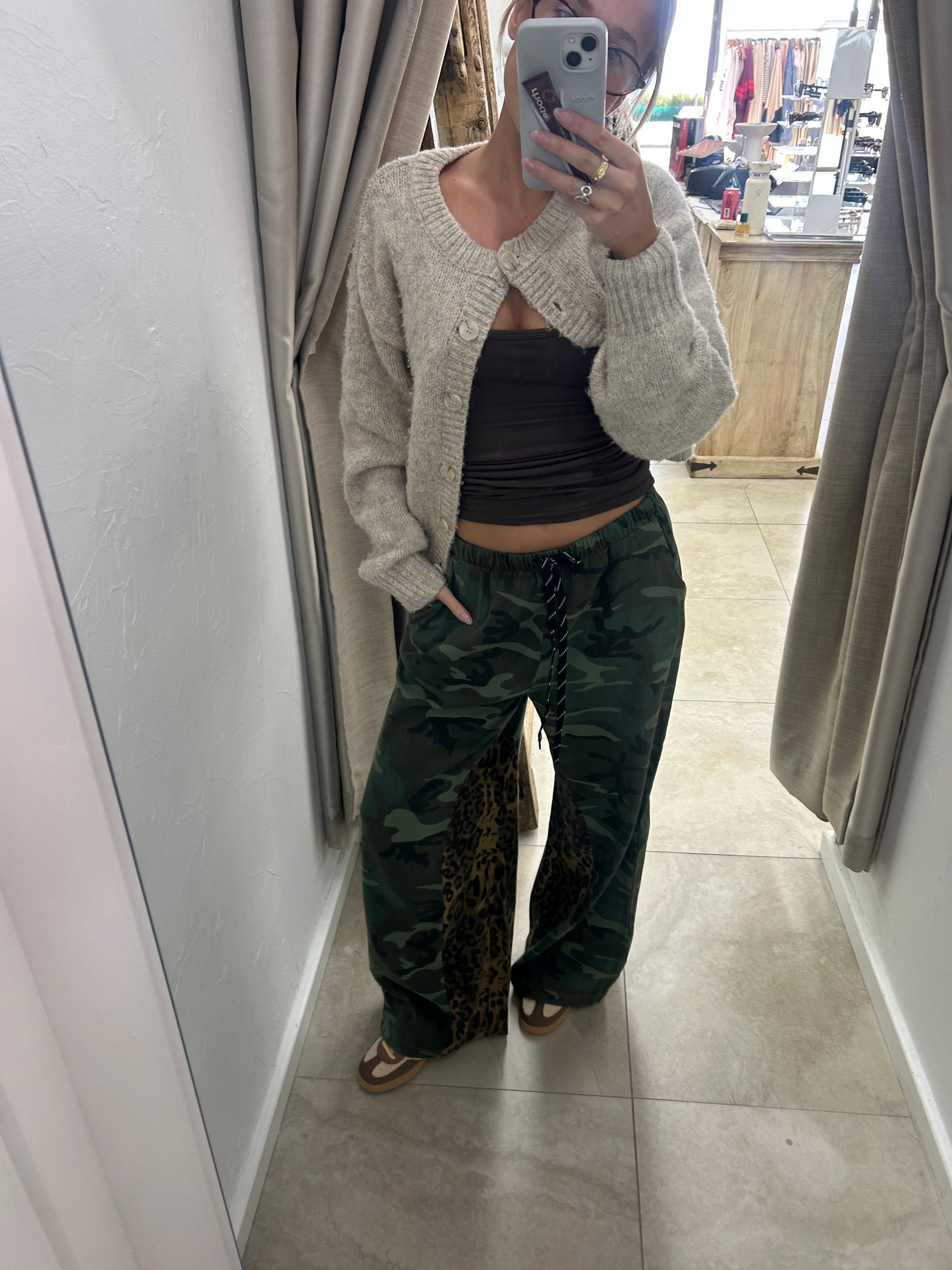 Dark Camo & Leopard Print Lining Pant - By Frankie