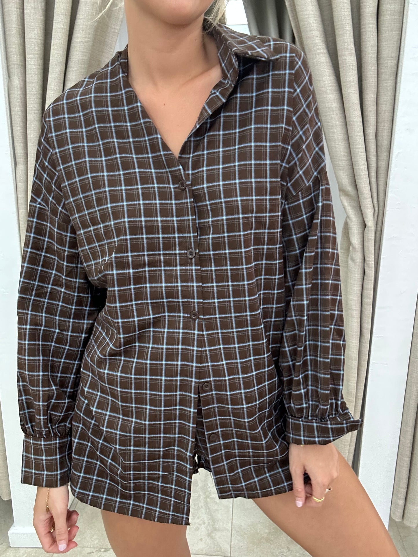Choc/Blue Plaid Set - Shirt By Frankie