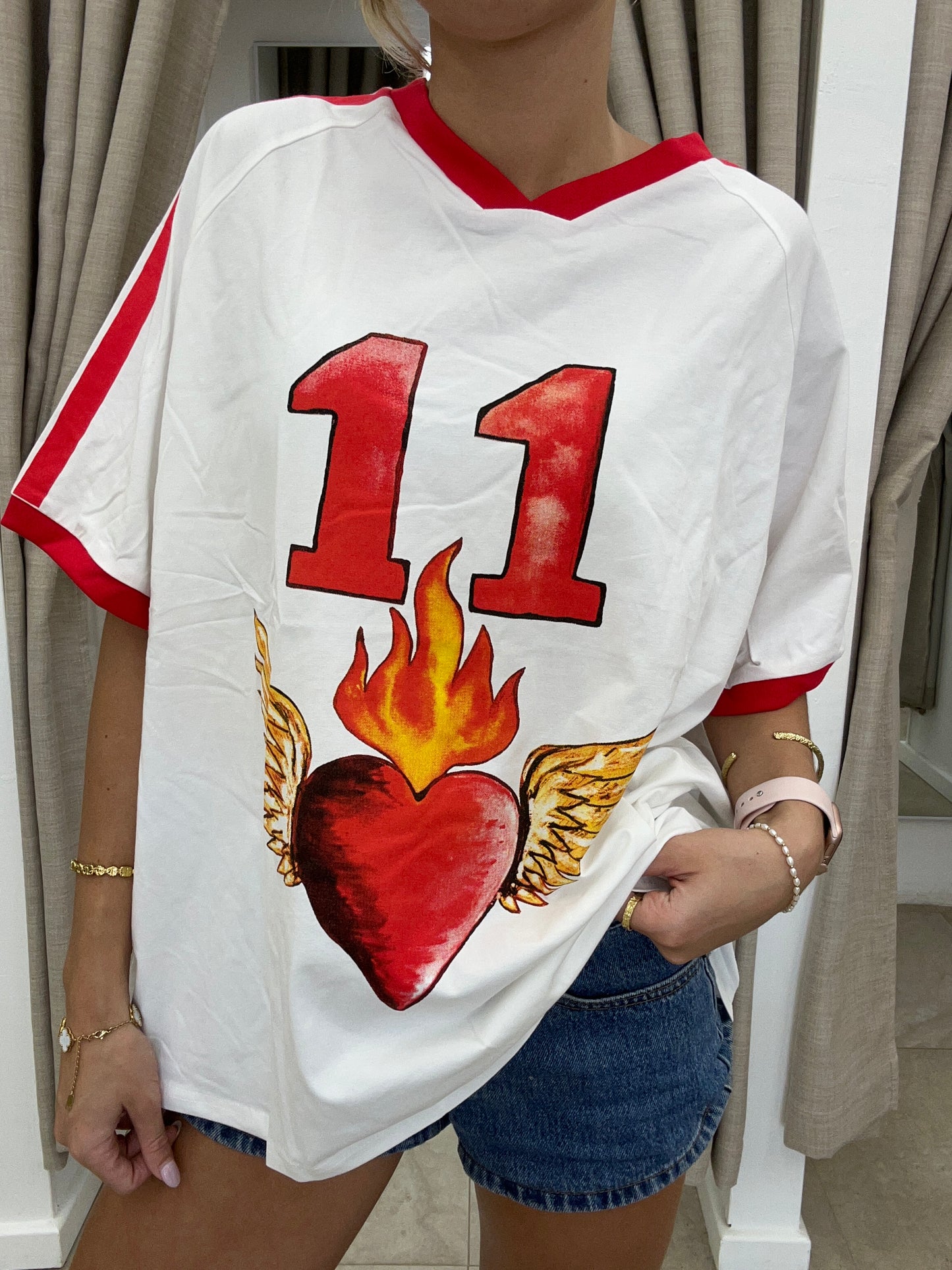 White 11 Burning Heart Tee - By Frankie