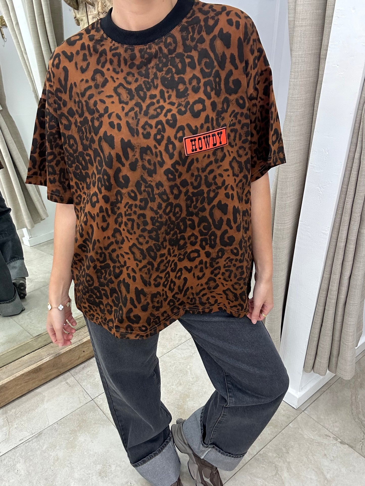 Leopard Howdy Oversize Tee - By Frankie