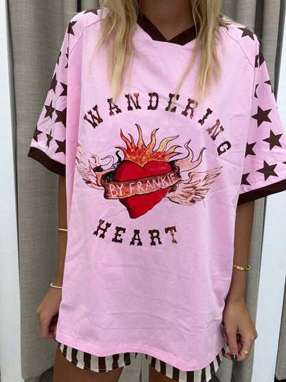 Pink Wandering Heart Tee Cotton - By Frankie