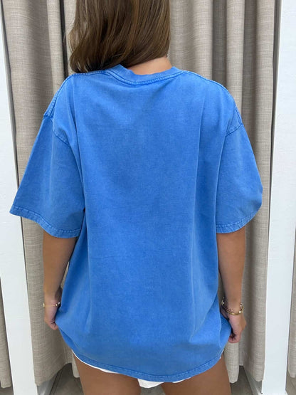 Mango Oversize Tee Blue Snow - Maku The Label