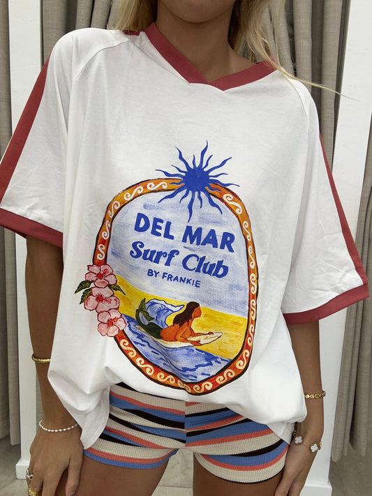White/Rust Del Mar Surf Club Tee - By Frankie Cotton
