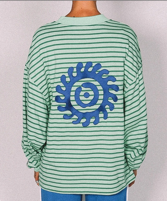 Nautical Long Sleeve Shamrock Stripe - Cracker Day Club