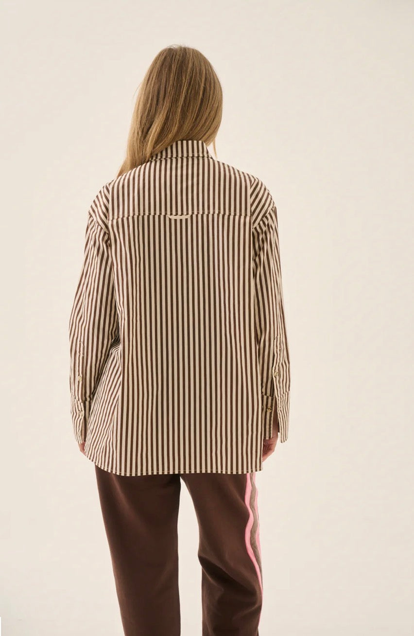 AJJA Pocket Shirt Choc Stripe - Araminta James