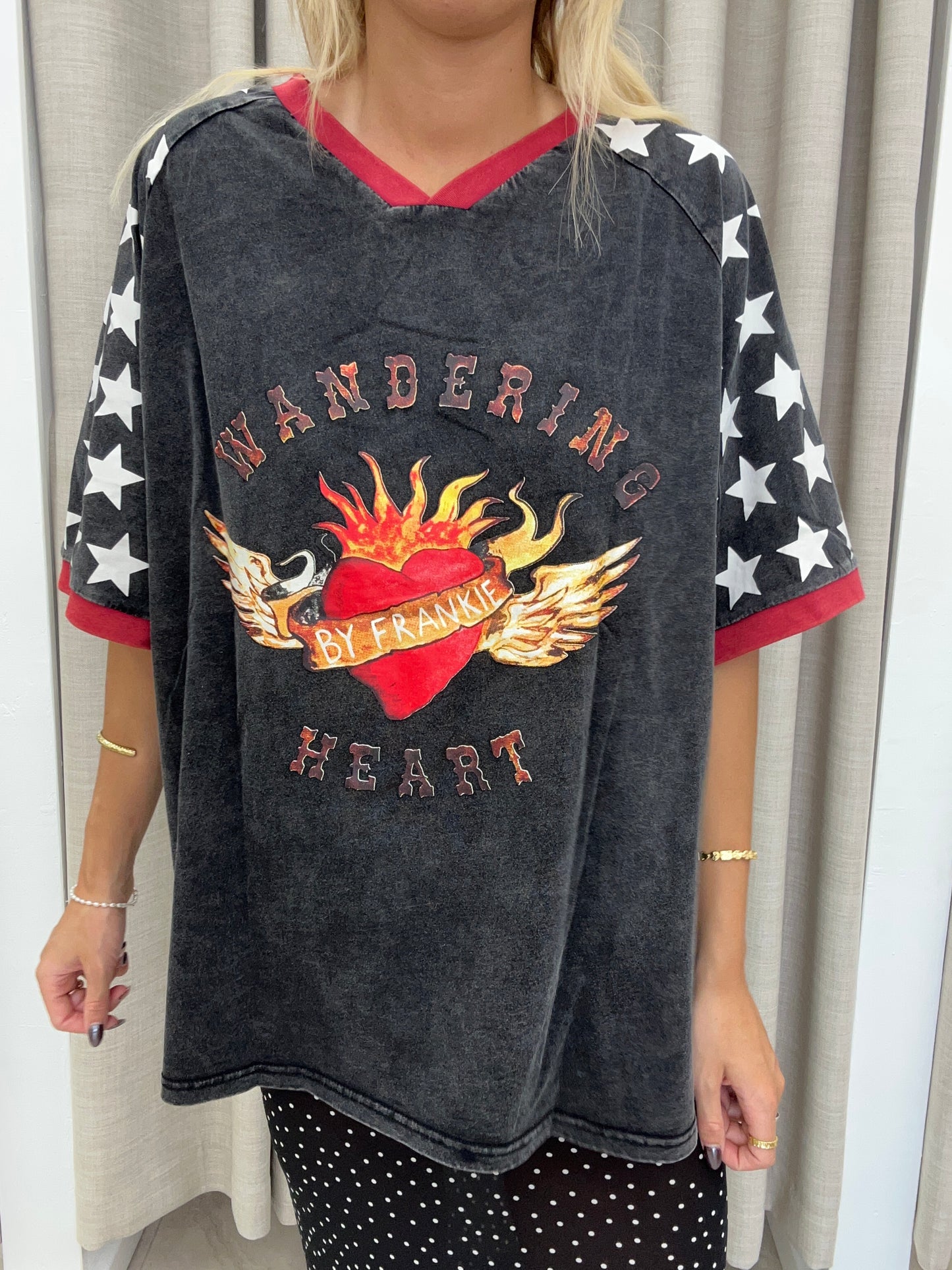 Black Acid Wandering Heart Tee Cotton - By Frankie