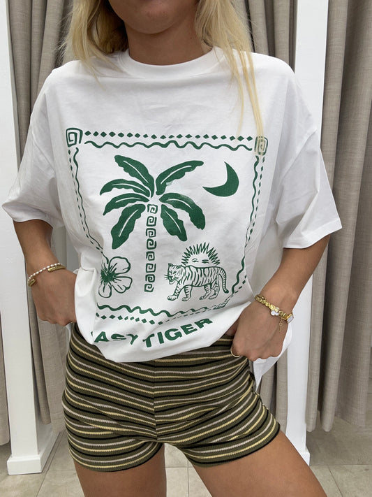 White/Green Easy Tiger Set - Khaki Shorties By Frankie