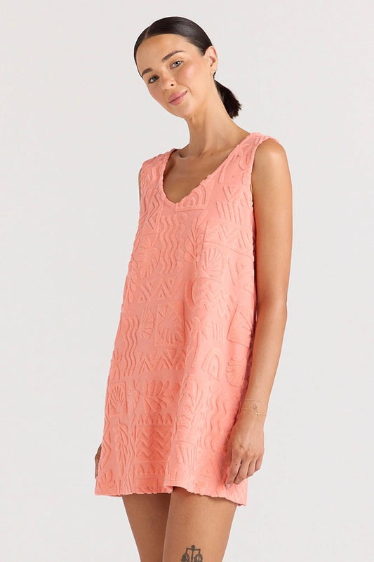 Mai Tai V Tunic Dress Coral Poolside Paradiso