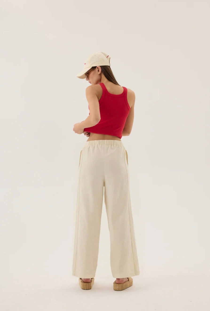 Chilli Vacay Pant Natural/Red - Araminta James