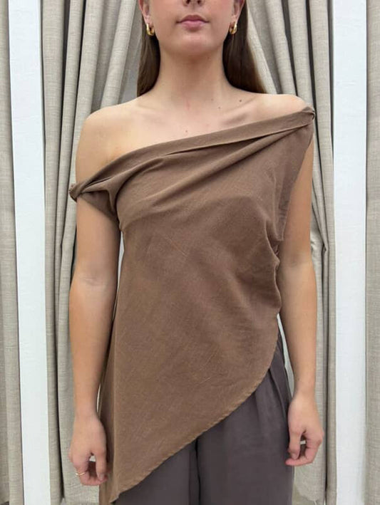 Lacie Set - Choc Off the Shoulder Top By Frankie