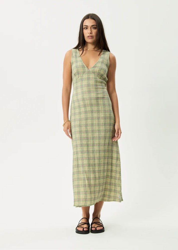 Position - Seersucker Maxi Dress - Green Check