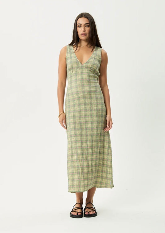 Position - Seersucker Maxi Dress - Green Check