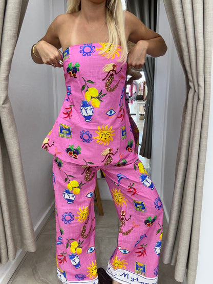 Greek Island Strapless Pants Set - Pants By Frankie